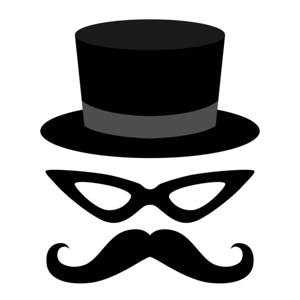 Conjunto Smoking Com Chapéu Máscara Bigode Ilustração Vetorial Para Web —  Vetores de Stock