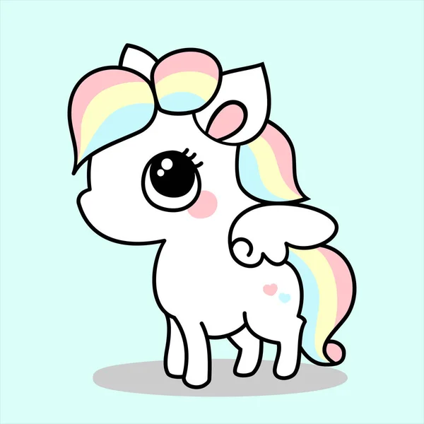 Little Pony Cute Unicorn Icon Vector Colored Book Colorful Sticker — Stock Vector