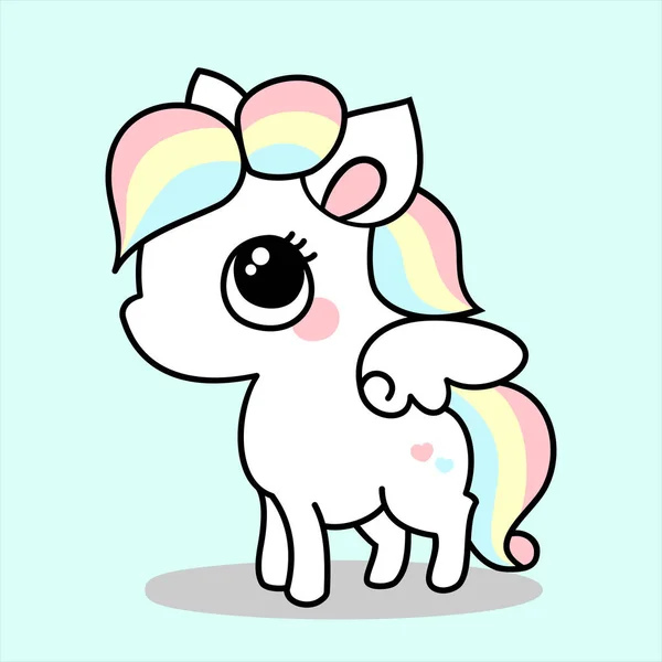 Petit Poney Mignon Vecteur Icône Licorne Livre Coloré Autocollant Coloré — Image vectorielle