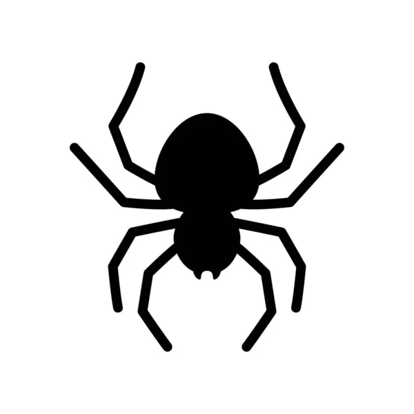 Pókvektor Ikon Fekete Pók Sziluett Vektorillusztráció — Stock Vector
