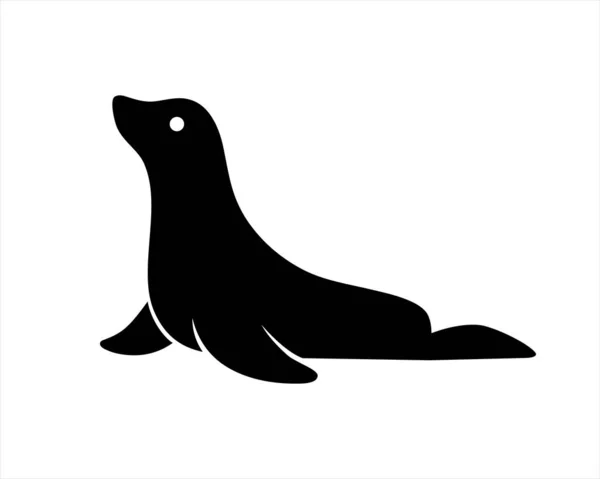 Deniz aygırı silueti. Logo için sevimli, basit bir deniz aygırı. Vektör illüstrasyonu.
