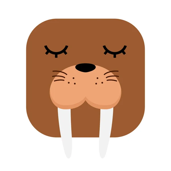 Walrus Head Icon Cute Simple Animal Walrus Logo Vector Illustration — Stock Vector