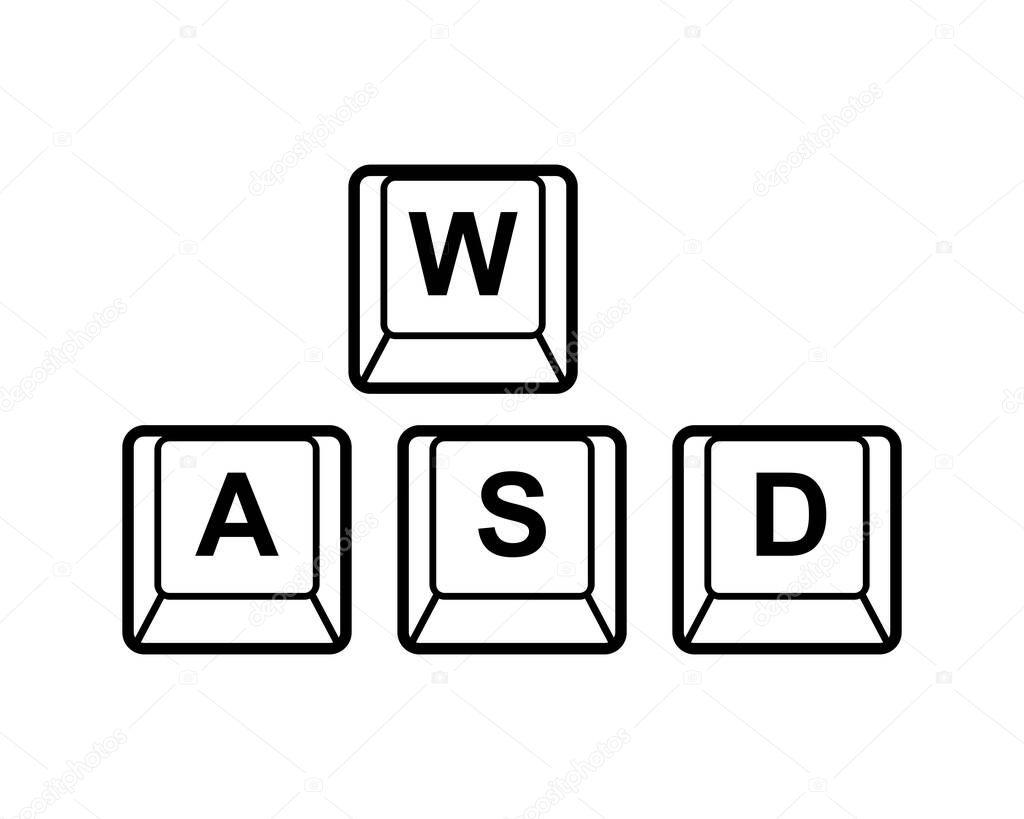 WASD keyboard buttons icon. Game control icon. Vector illustration