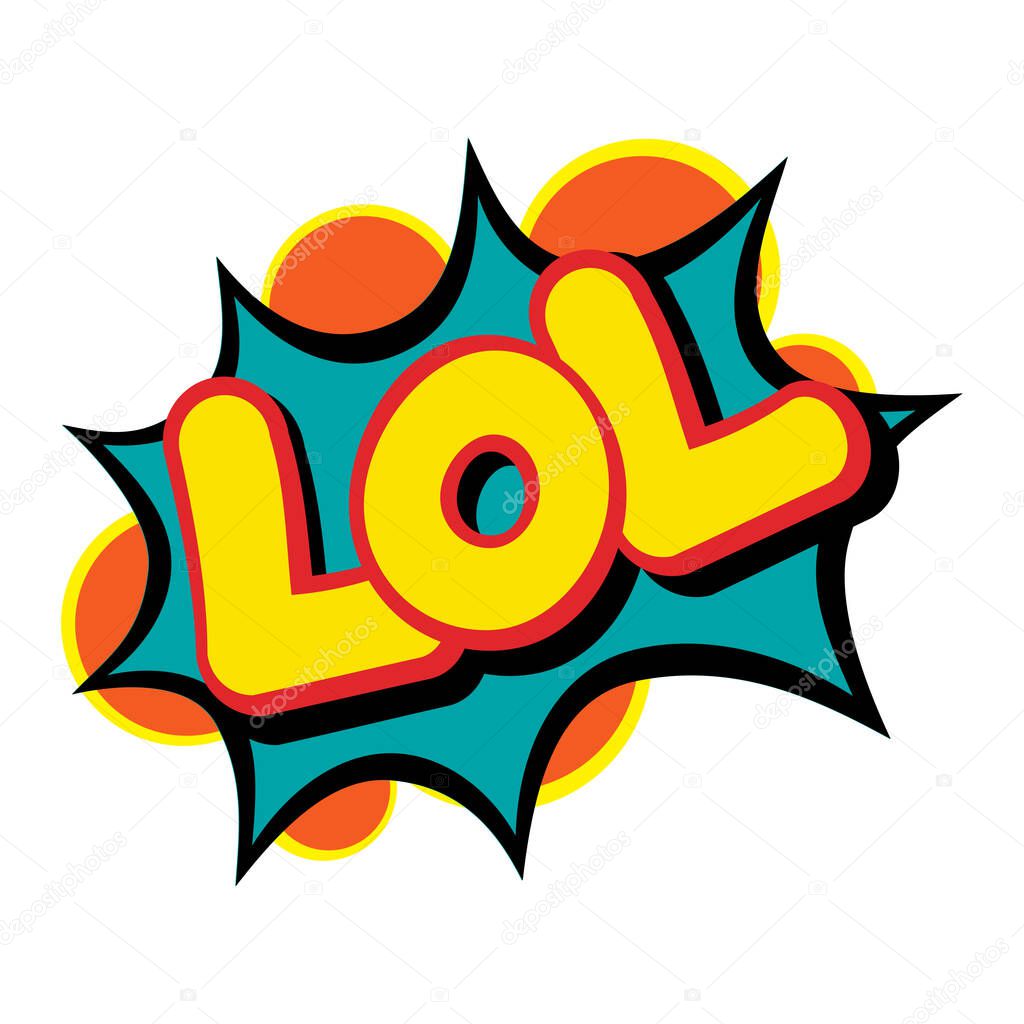 Comic Speech Bubble in Pop Art Style with Expressions Lol. Vector illustration