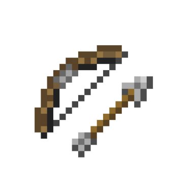 Oyun ekipmanları için ok ve yay pikselleri. Piksel sanat vektörü illüstrasyonu.