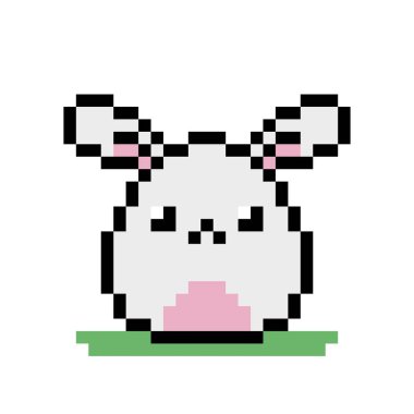 Tavşan deseni. Piksel tavşan görüntüsü. Piksel sanat vektörü illüstrasyonu.