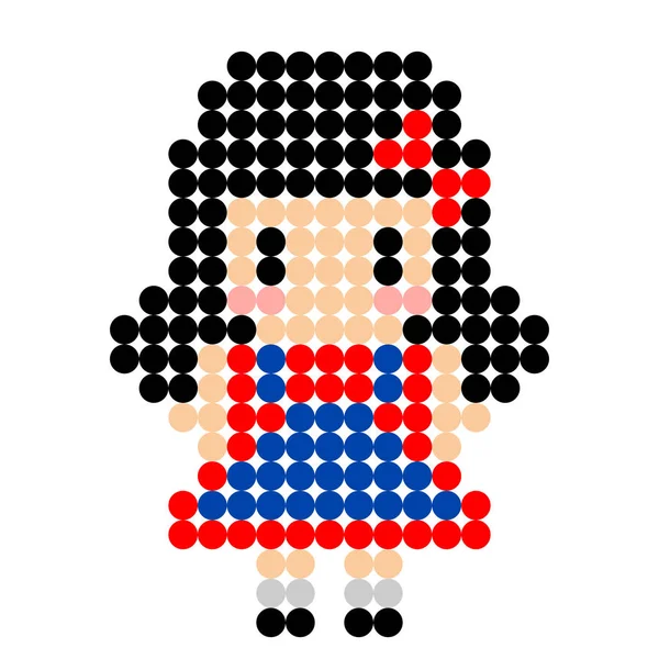 Dots Pixel Ragazza Immagine Illustrazione Vettoriale Pixel Art — Vettoriale Stock