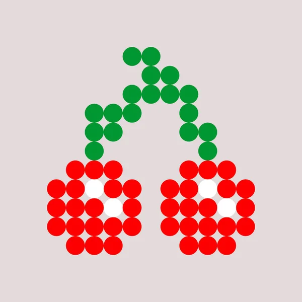 Schema Delle Ciliegie Dots Pixel Immagine Ciliegio Illustrazione Vettoriale Pixel — Vettoriale Stock
