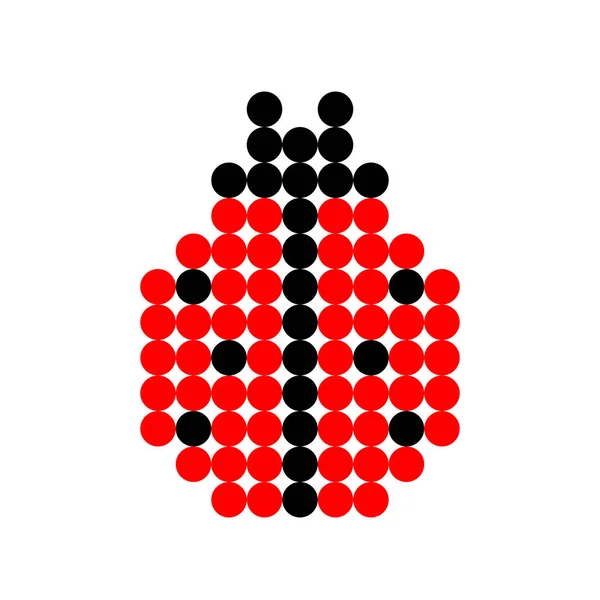 Schema Delle Coccinelle Dots Pixel Ladybug Immagine Illustrazione Vettoriale Pixel — Vettoriale Stock
