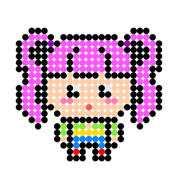 Padrão Pontos Uma Menina Ilustração Vetorial Pixel Art —  Vetores de Stock