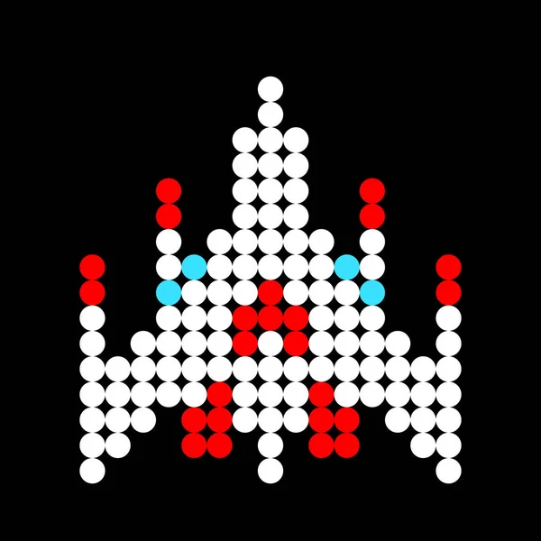 Spaceship Pattern Dots Pixel Spaceship Image Vector Illustration Pixel Art — Stock Vector