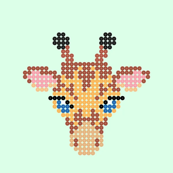 Giraffenbildpixel Für Perlenspiele Vektor Illustration Des Kreuzstichmusters — Stockvektor