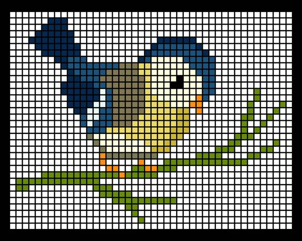 Pássaro Padrão Imagem Pássaro Pixel Vetor Ilustração Mosaico — Vetor de Stock