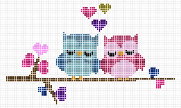 Padrão Amor Pássaros Imagem Pássaros Pixel Vetor Ilustração Mosaico — Vetor de Stock