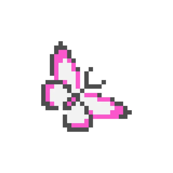 Píxeles Mariposa Rosa Pixel Arte Vector Ilustración — Vector de stock