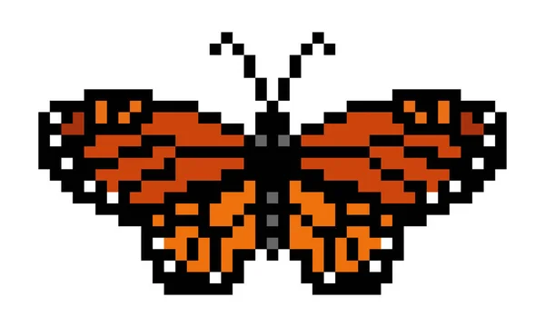 Motýlí Lego Blok Vzor Pixelový Motýlí Obraz Vektorové Ilustrace Pixelového — Stockový vektor
