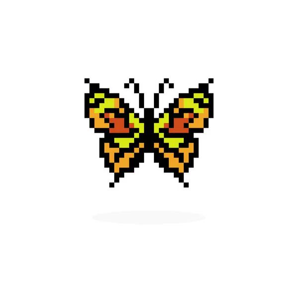 蝴蝶的像素艺术 蝴蝶豆块图案 十字绣图案的矢量图解 — 图库矢量图片