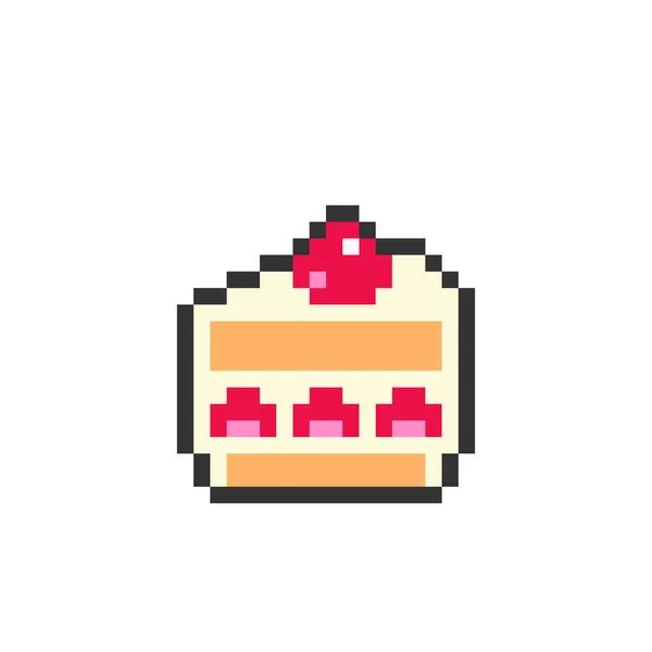 Pixelgeschnittenes Kuchenbild Vektor Illustration Eines Kreuzstichmusters Und Retro Spielgegenstandes — Stockvektor