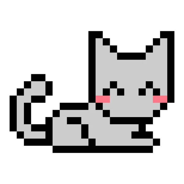 Imagem Gato Pixel Ilustração Vetorial Pixel Art —  Vetores de Stock