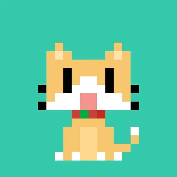 Imagem Gato Pixel Ilustração Vetorial Pixel Art —  Vetores de Stock