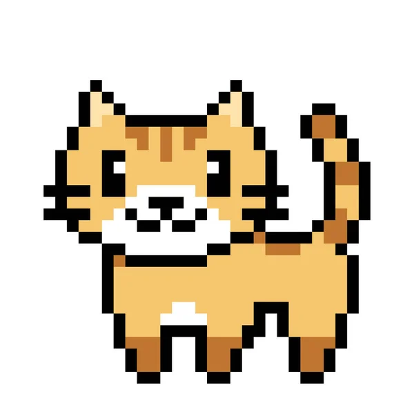 Pixel Imagen Del Gato Vector Ilustración Pixel Art — Archivo Imágenes Vectoriales