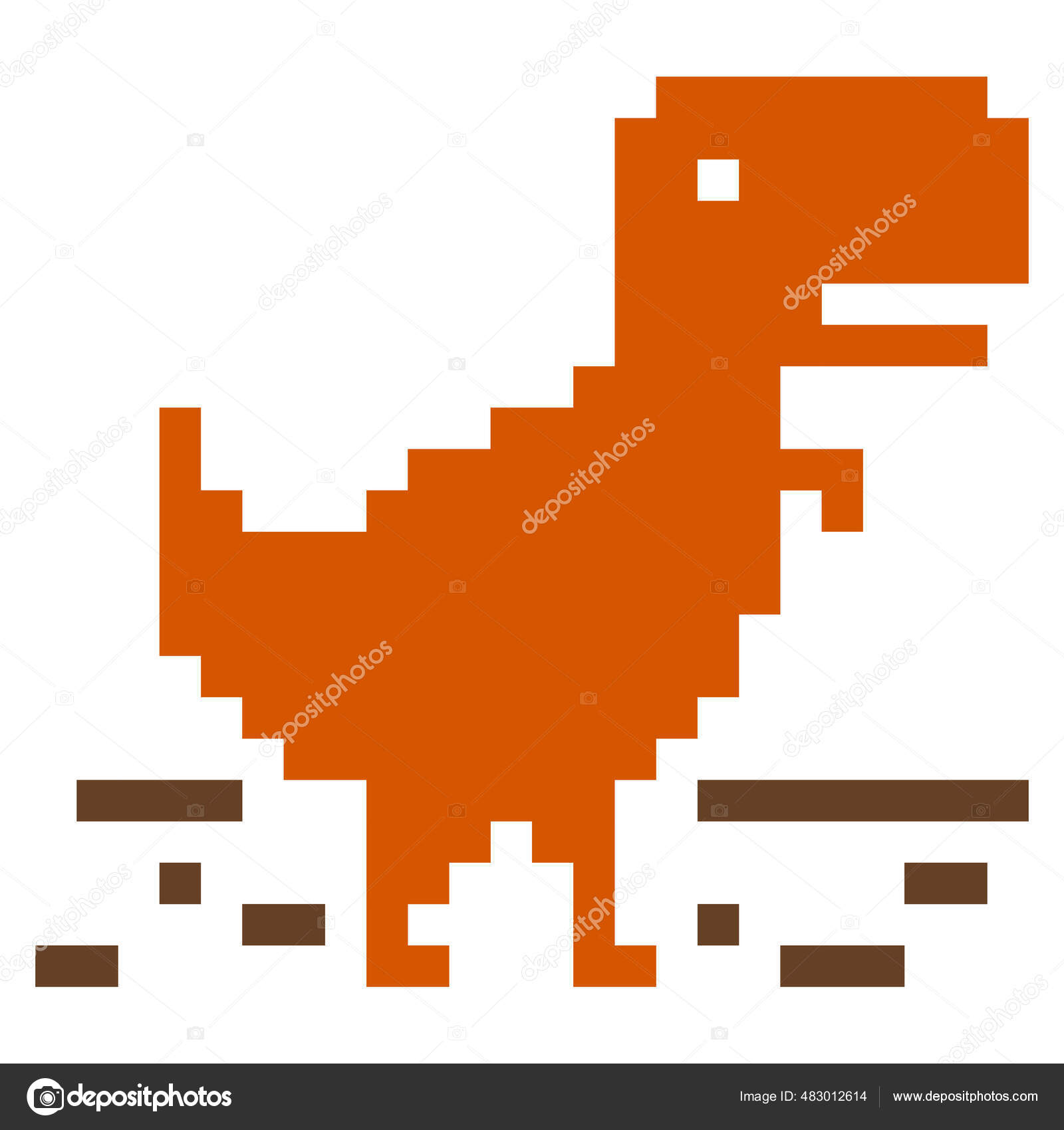 Desenho pixelado t-rex com sabre de luz na mão verde