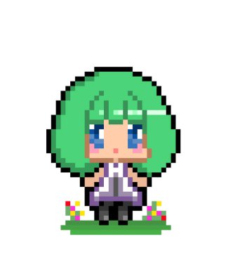 Küçük tatlı bir kızın pikseldeki görüntüsü. vektör illüstrasyonu