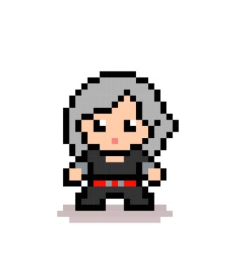 Piksel resimli kahraman kız. Çapraz dikiş deseninin vektör illüstrasyonu.