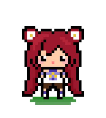 Tatlı anime kız pikseli resim. çapraz dikiş şablon vektör çizimi.