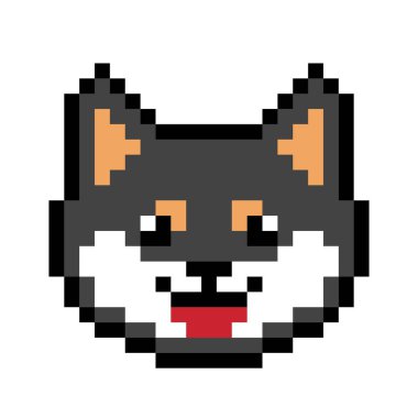 Piksel siyah shiba inu puppy imajı. Piksel Sanatının Vektör İllüstrasyonu.