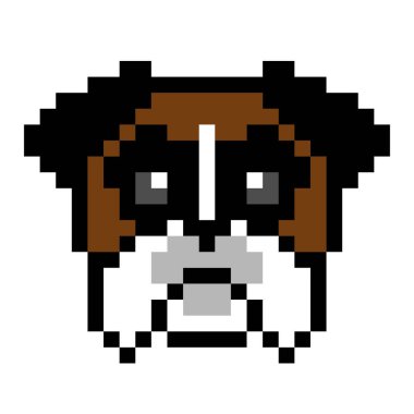 Piksel boksör köpek resmi. Piksel Sanatının Vektör İllüstrasyonu.