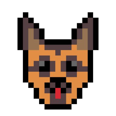 Piksel Alman çoban köpeği görüntüsü. Piksel Sanatının Vektör İllüstrasyonu.