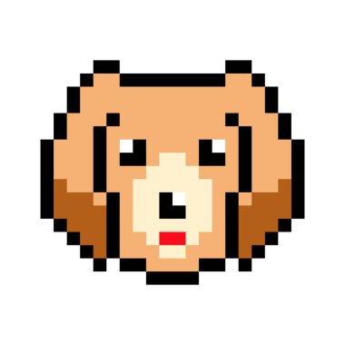 Piksel Golden Retriever köpek yavrusu resmi. Piksel Sanatının Vektör İllüstrasyonu.
