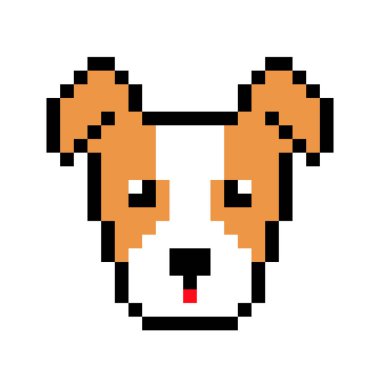 Piksel Jack Russell yavru köpek resmi. Piksel Sanatının Vektör İllüstrasyonu.
