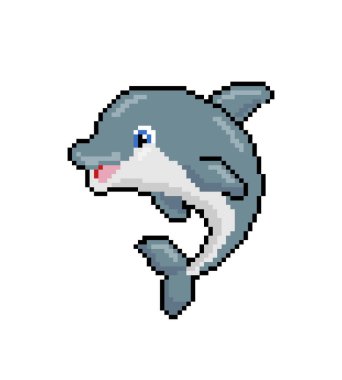 Piksel yunus görüntüsü. Vektör İllüstrasyonu.