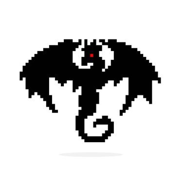 piksel ejderha silueti resmi. vektör illüstrasyonu.