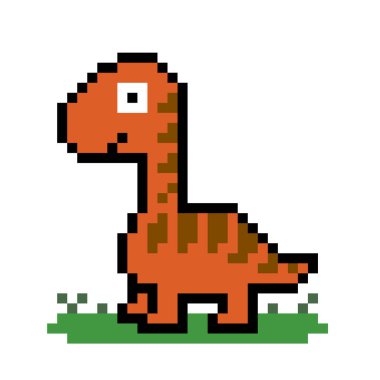 Dinozor pikseli görüntüsü. Piksel sanat vektörü illüstrasyonu.