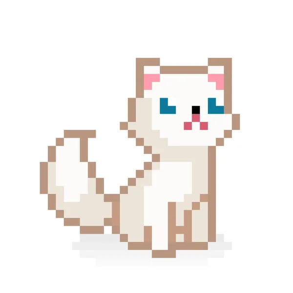 ピクセル猫の画像 クロスステッチベクトルイラスト — ストックベクタ
