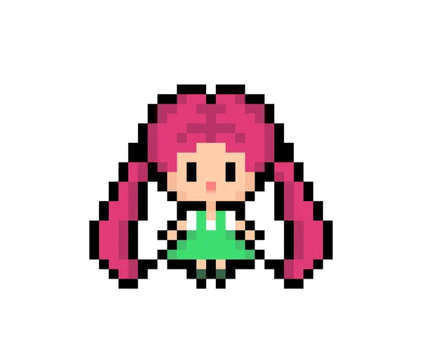 Imagem Pixel Bonito Anime Menina Ilustração Vetorial — Vetor de Stock