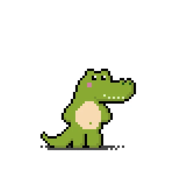 Schattige Krokodil Pixel Beelden Vector Illustratie Van Een Kruissteek Bit — Stockvector