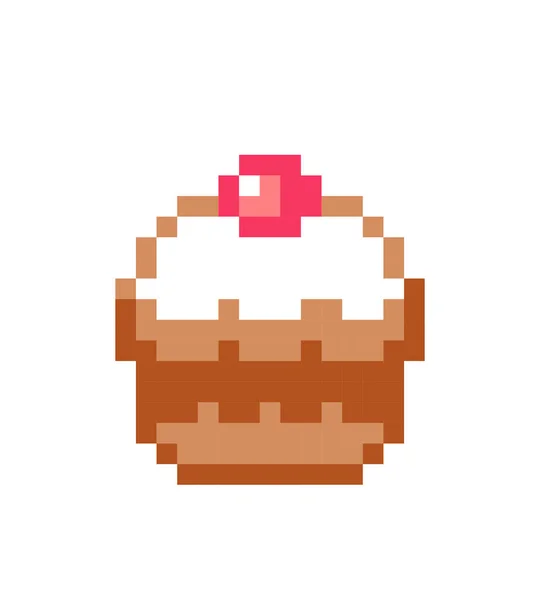 Pixel Cupcake Bild Vektor Illustration Des Kreuzstichs — Stockvektor