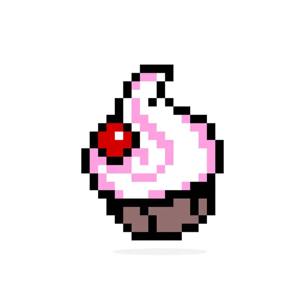 Pixel Imagen Cupcake Vector Ilustración Pixel Art — Archivo Imágenes Vectoriales