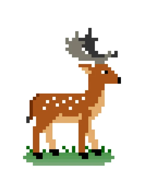 Pixel Image Deer Cross Stitch Pattern Vector Illustration — Stock Vector