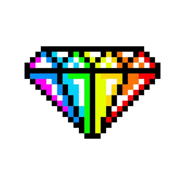 Imagem Diamante Pixel Ilustração Vetorial Pixel Art —  Vetores de Stock