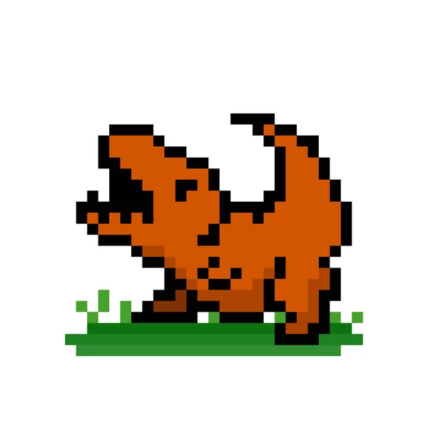 Image Dinosaure Pixel Illustration Vectorielle Motif Mignon Point Croix Tyrannosaurus — Image vectorielle