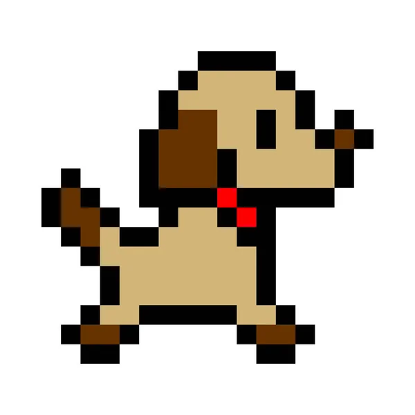 Pixel Dog Image Vector Illustration Pixel Art — Stock Vector