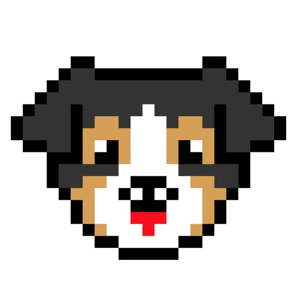Pixel Australiano Pastor Cachorro Imagen Vector Ilustración Pixel Art — Vector de stock