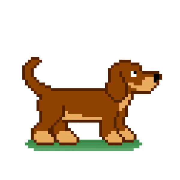 Imagem Cão Pixel Ilustração Vetorial Ponto Cruz — Vetor de Stock