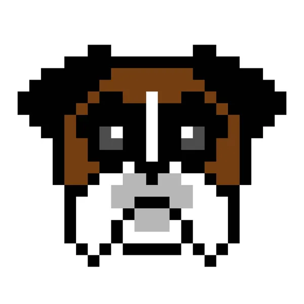 Pixel Boxer Imagem Cão Ilustração Vetorial Pixel Art —  Vetores de Stock