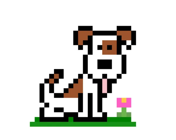 Pixel Jack Russell Szczeniak Obrazu Wektor Ilustracja Sztuki Pikseli — Wektor stockowy